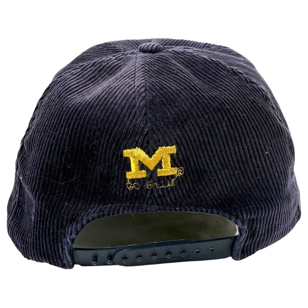 Vintage University Of Michigan Wolverines Corduroy Hat SnapBack Embroidered Blue - Picture 3 of 12